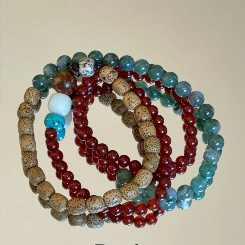 Stackable Multi-wrap Natural Stone Seeds Beaded Bracelet/Necklace